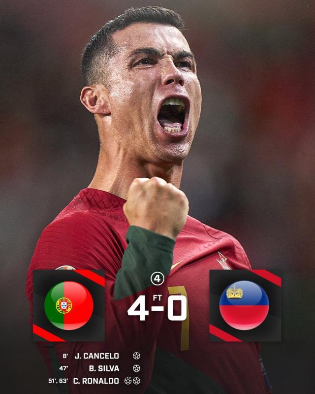 体育直播-【欧预赛】C罗梅开创纪录！葡萄牙4比0大胜鱼腩